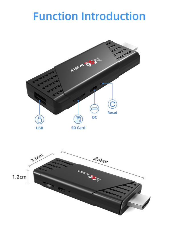 11.2x3.6x1.2cm M96 TV Stick OpenVG1.1 2.4G 5G WiFi مع تنسيق الفيديو VP6