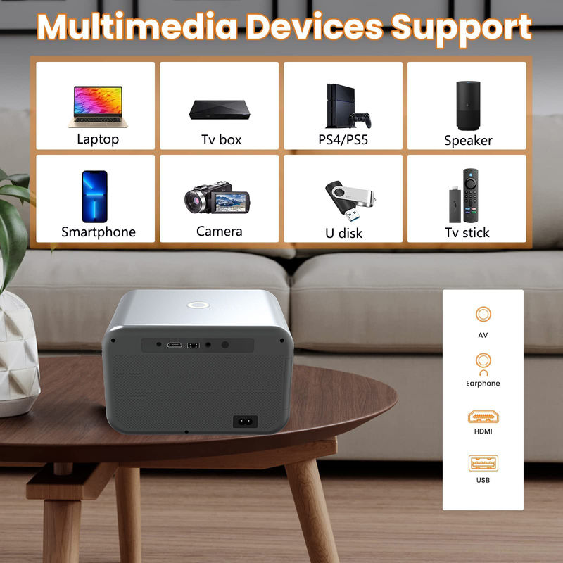 التركيز الكهربائي LED + LCD HDMI Projector 200 لومن ، دعم ((IR) الأشعة تحت الحمراء و 2.4G التحكم اللاسلكي