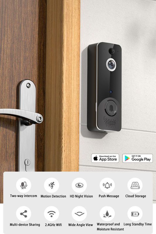 تطبيق Smart Wireless Ring جرس الباب مع 140 درجة زاوية واسعة منخفضة الطاقة جرس الباب الفيديو