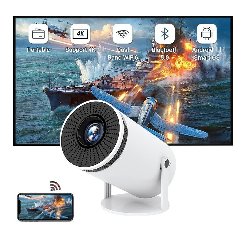 HY300 أندرويد 11.0 جهاز عرض محمول 2.69 بوصة شاشة LCD TFT 150 Ansi Lumens مشروع سينما منزلي
